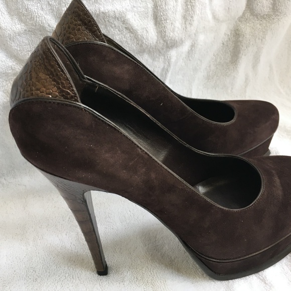 YSL Tribute 105 Chocolate/Coffee Suede 38.5 - Picture 2 of 8